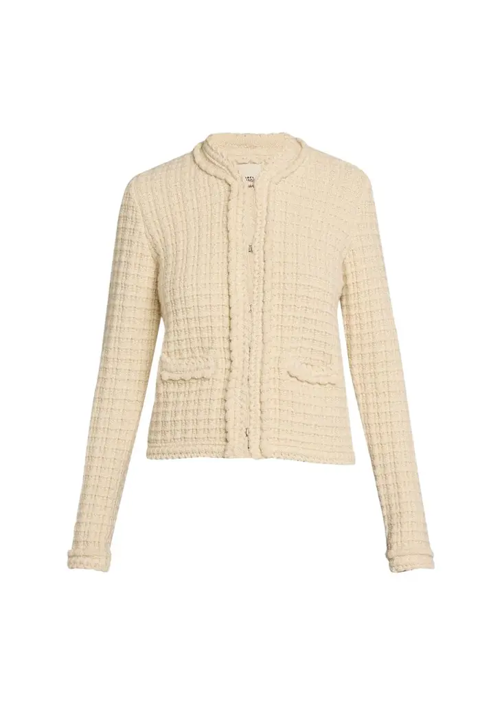 Isabel Marant Hortense Windowpane Knit Collarless Jacket | Image 1 Isabel Marant Hortense Windowpane Knit Collarless Jacket | Image 1