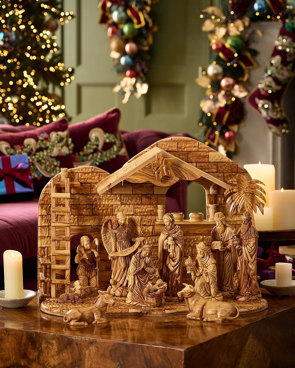 Bethlehem Star Large Olive Wood Nativity Set | Image 1 Bethlehem Star Large Olive Wood Nativity Set | Image 1