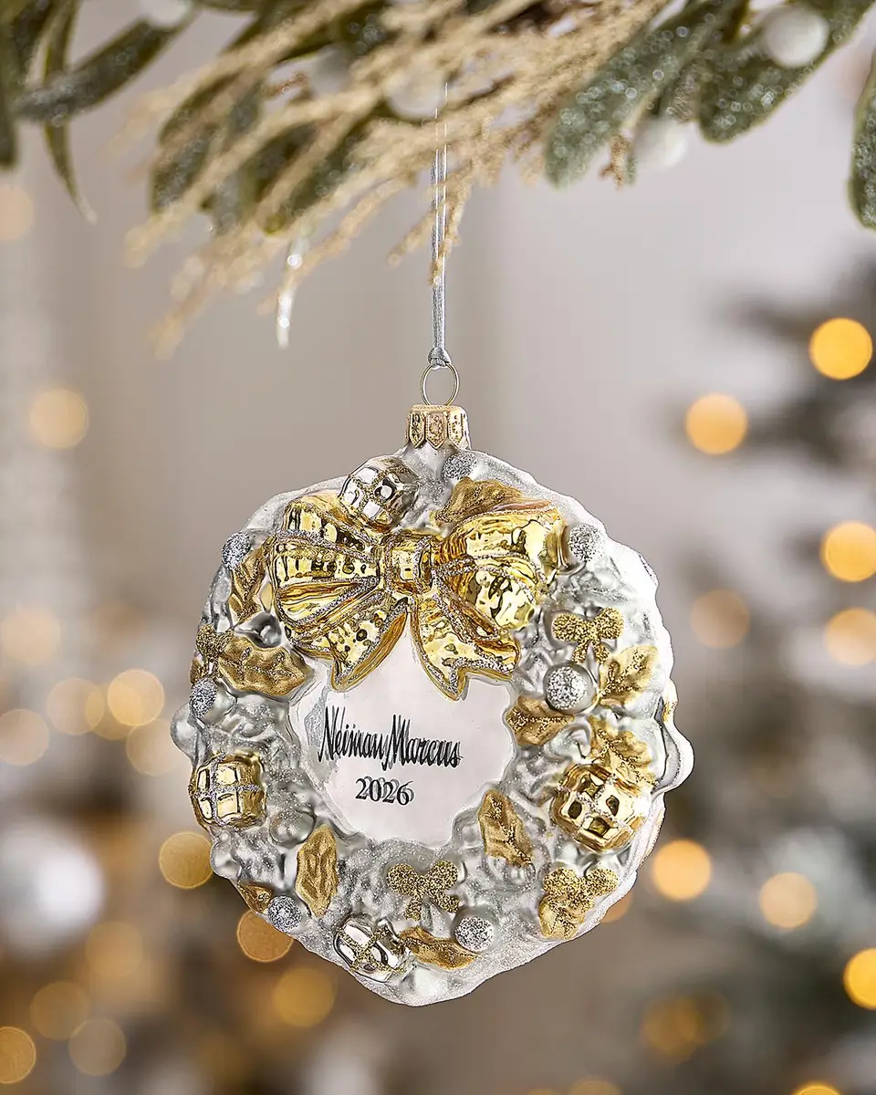 Neiman Marcus Wreath with Presents 2026 Christmas Ornament