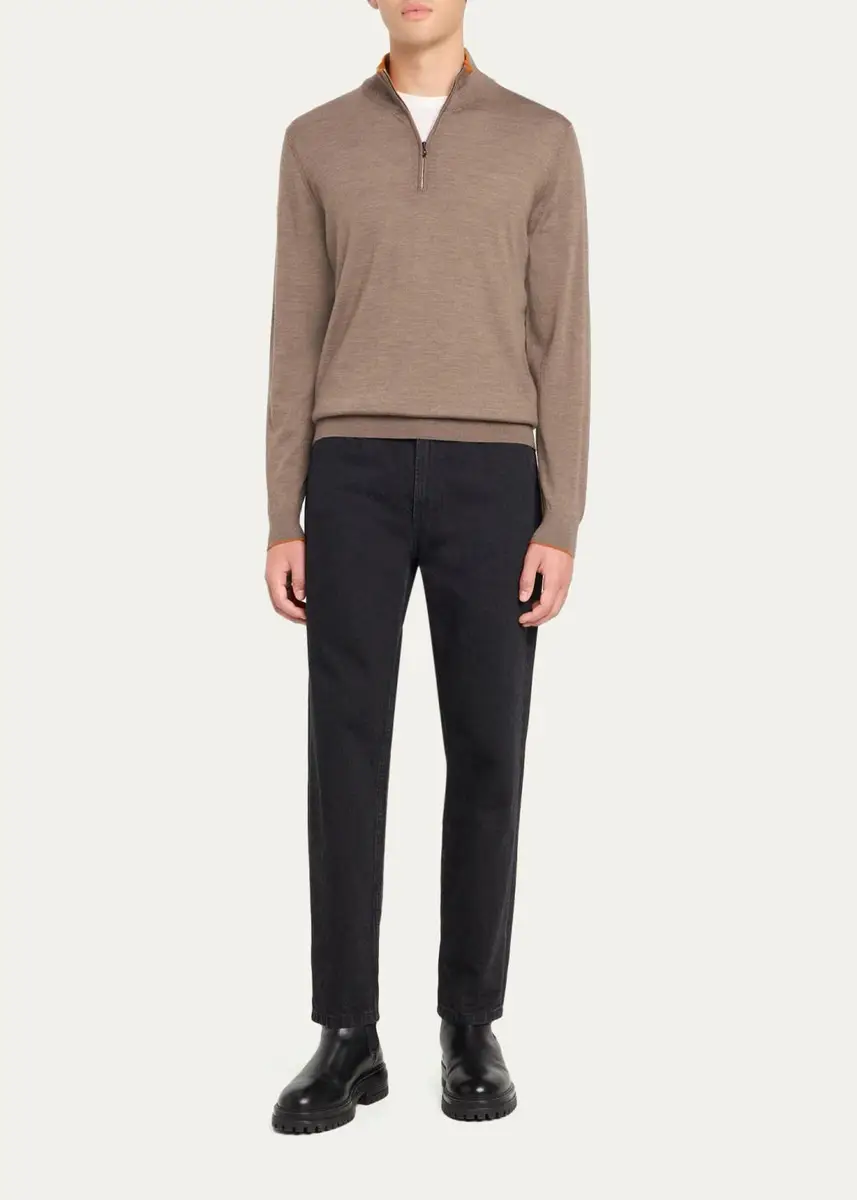 Fioroni Men's Tipped Wool Half-Zip Sweater | Thumbnail 2