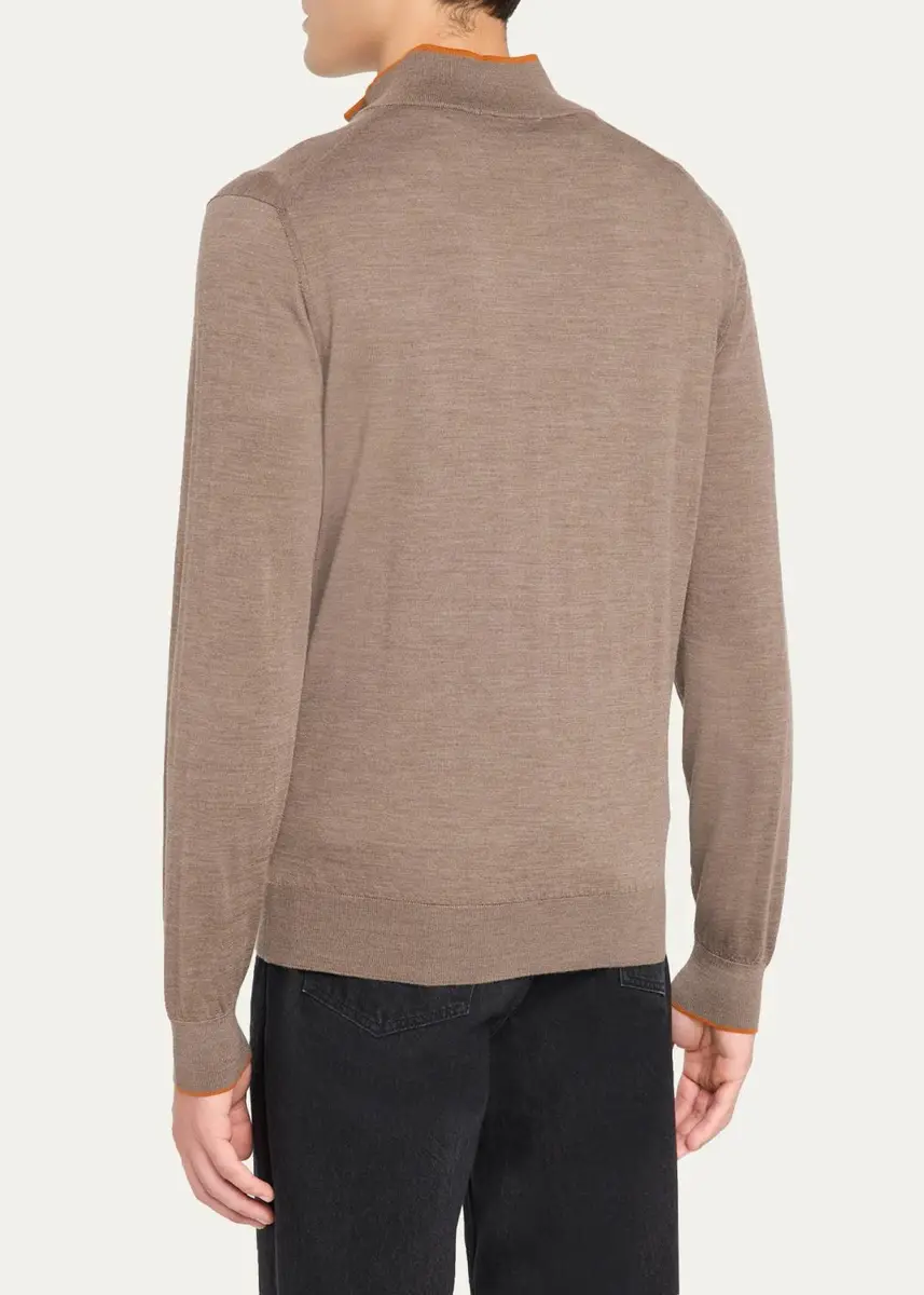 Fioroni Men's Tipped Wool Half-Zip Sweater | Thumbnail 3
