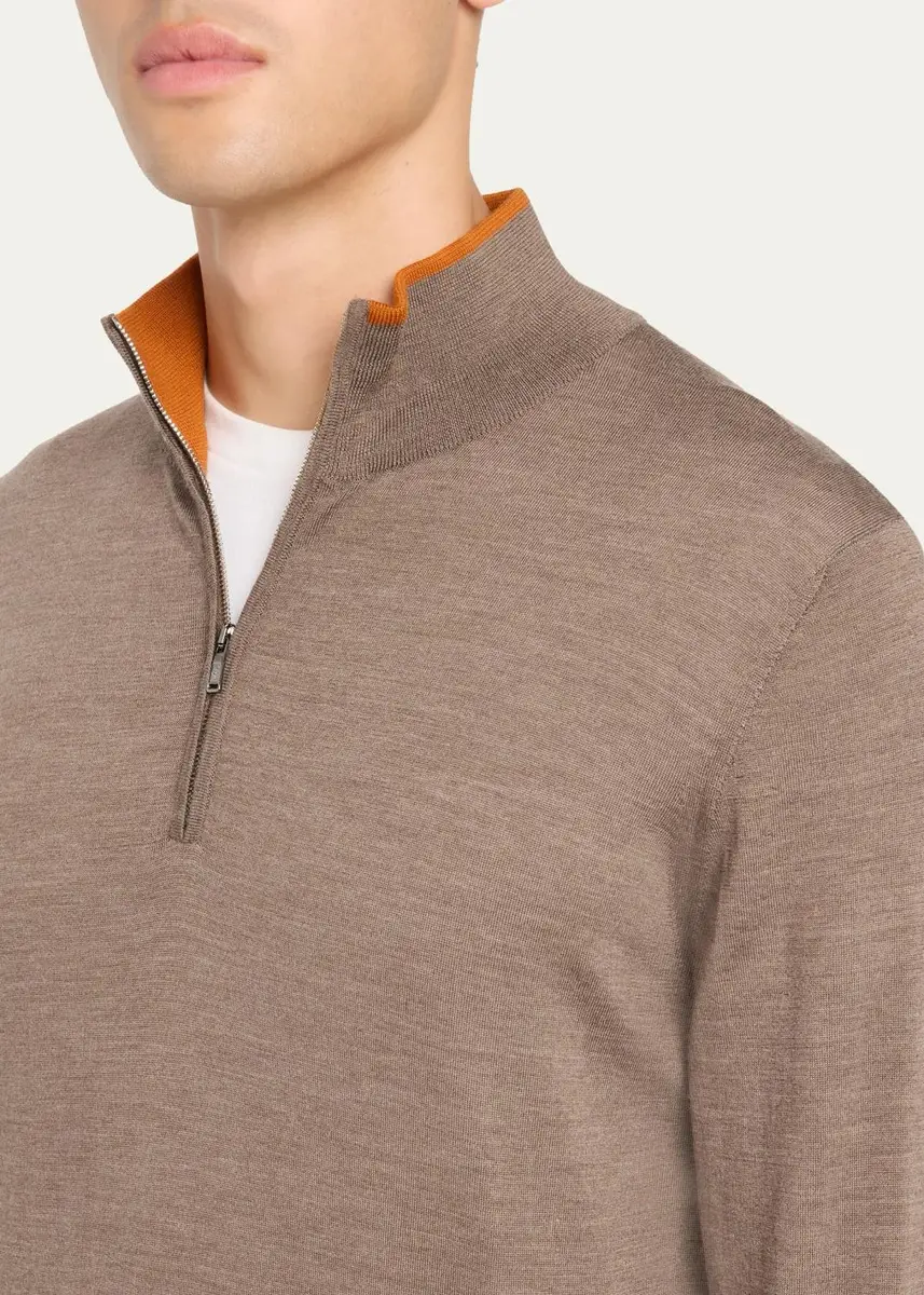 Fioroni Men's Tipped Wool Half-Zip Sweater | Thumbnail 5