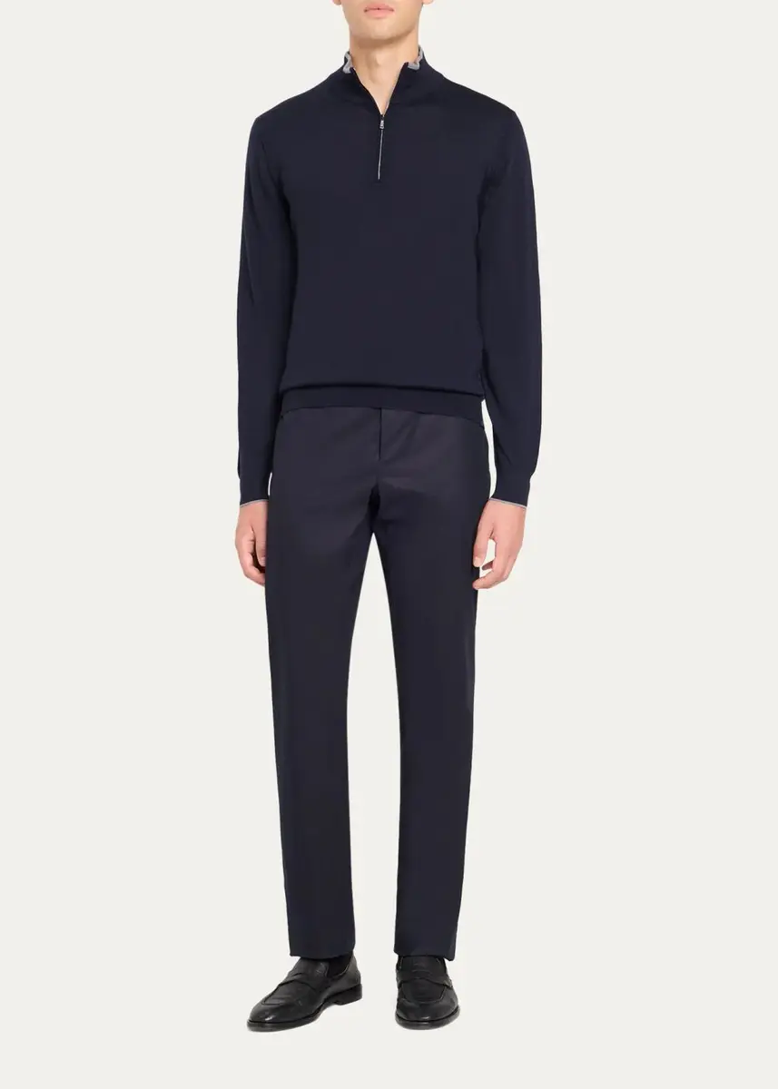 Fioroni Men's Tipped Wool Half-Zip Sweater | Thumbnail 7