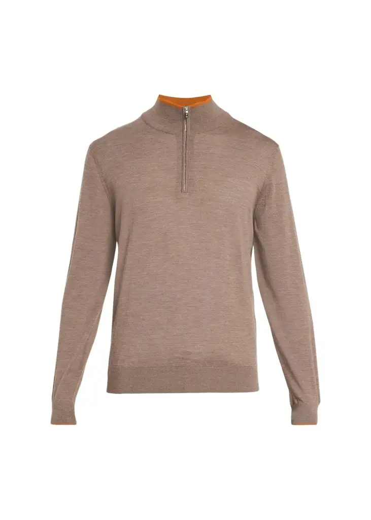 Fioroni Men's Tipped Wool Half-Zip Sweater