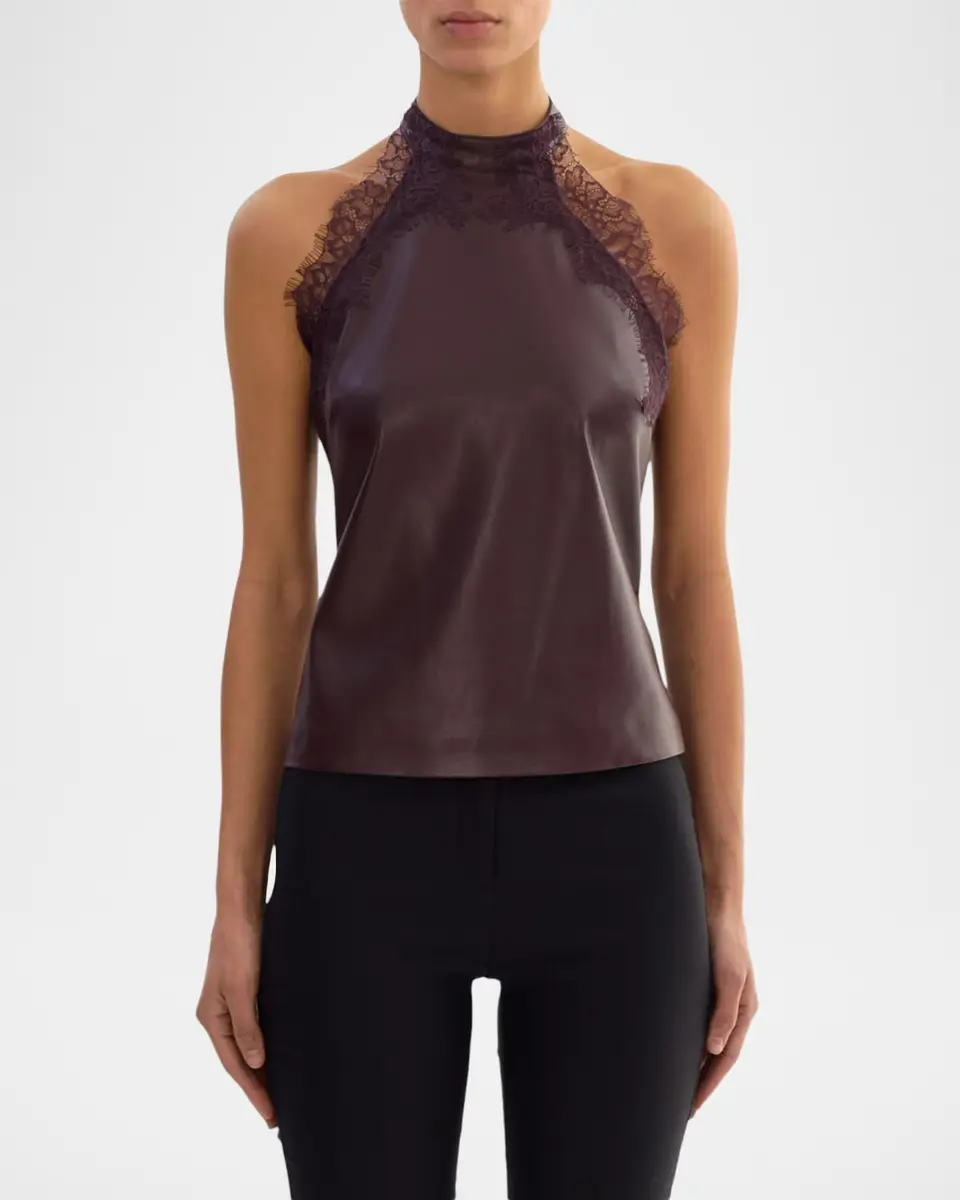 LAMARQUE Ginny Faux Leather Lace-Trim Halter Top | Thumbnail 3 LAMARQUE Ginny Faux Leather Lace-Trim Halter Top | Thumbnail 3