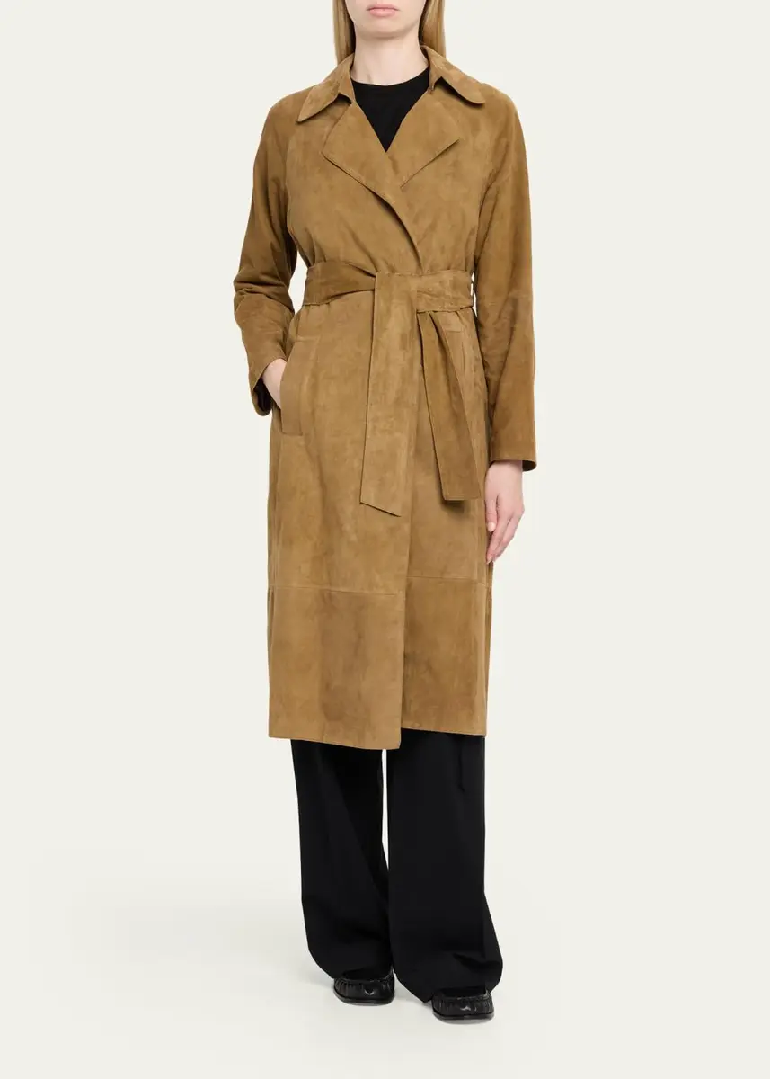 ARMA Yava Wrap-Front Lambskin Suede Coat | Thumbnail 2