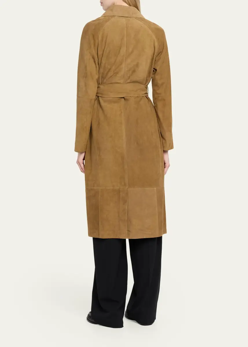 ARMA Yava Wrap-Front Lambskin Suede Coat | Thumbnail 3