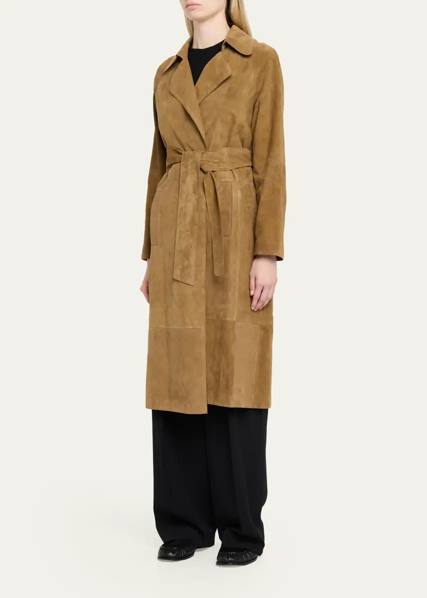 ARMA Yava Wrap-Front Lambskin Suede Coat | Thumbnail 4