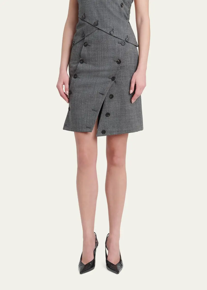 Ferragamo Double-Breasted Mouline Wool Mini Skirt | Thumbnail 4 Ferragamo Double-Breasted Mouline Wool Mini Skirt | Thumbnail 4