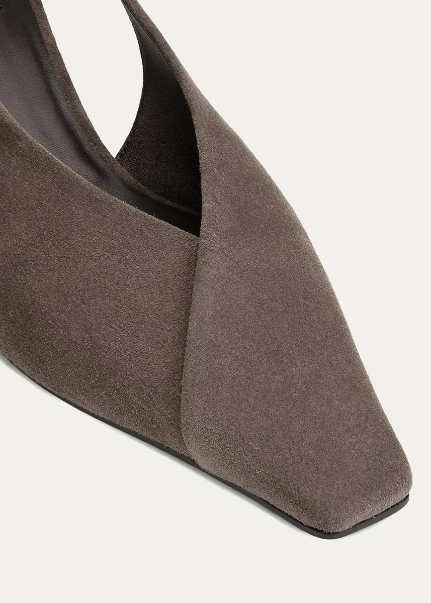 Brunello Cucinelli Suede Snip-Toe Slingback Pumps | Thumbnail 5