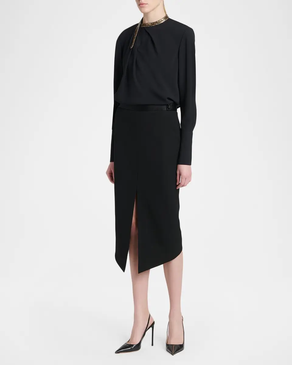 Tom Ford Embellished-Collar Long-Sleeve Top | Thumbnail 2 Tom Ford Embellished-Collar Long-Sleeve Top | Thumbnail 2