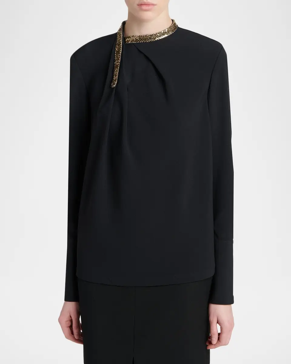 Tom Ford Embellished-Collar Long-Sleeve Top | Thumbnail 4 Tom Ford Embellished-Collar Long-Sleeve Top | Thumbnail 4