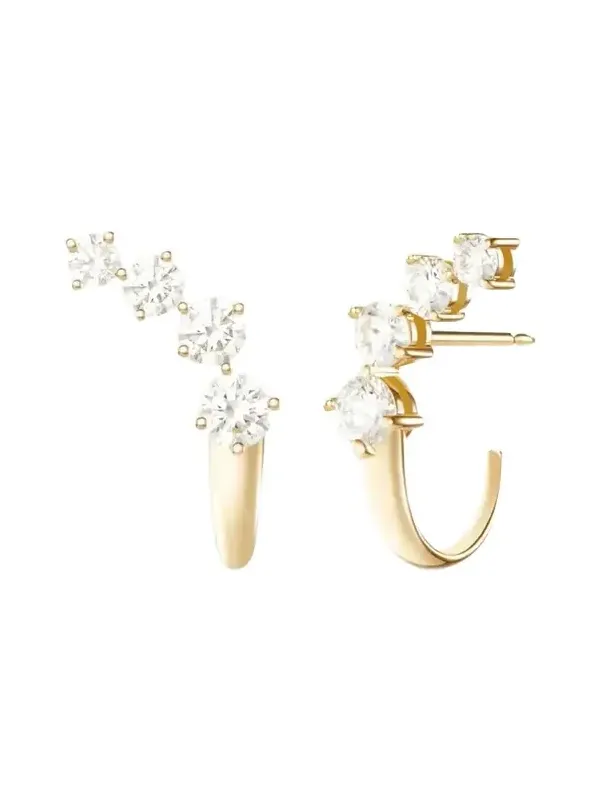 18K Yellow Gold Aria Dagger Huggie Earrings with Diamonds
