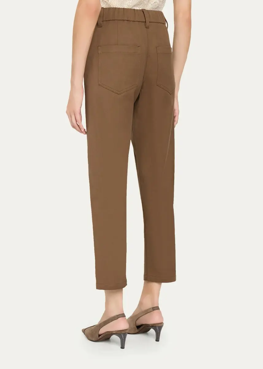 Brunello Cucinelli Cotton Straight-Leg Ankle Pull-On Pants | Thumbnail 3
