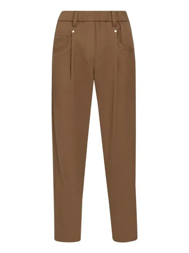 Cotton Straight-Leg Ankle Pull-On Pants