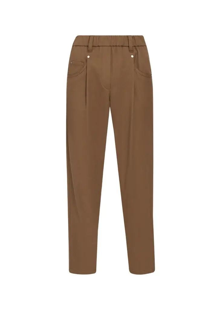 Brunello Cucinelli Cotton Straight-Leg Ankle Pull-On Pants