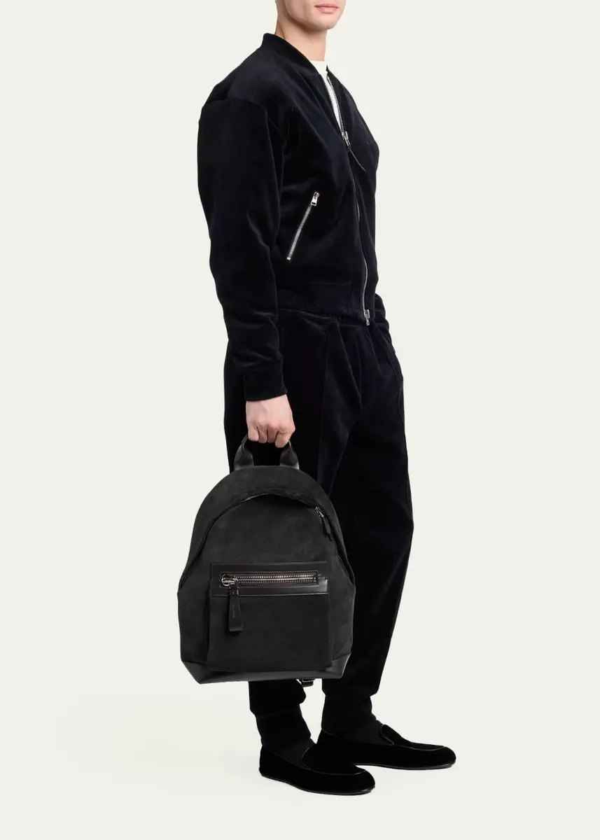 Tom Ford Men's Buckley Suede Leather-Trim Backpack | Thumbnail 5 Tom Ford Men's Buckley Suede Leather-Trim Backpack | Thumbnail 5