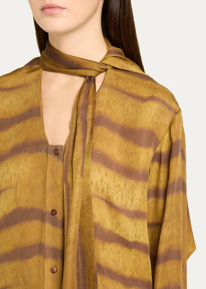 Frame The Silk Oversized Tie-Neck Shirt | Thumbnail 5
