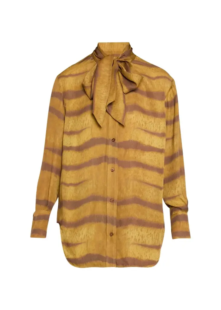 Frame The Silk Oversized Tie-Neck Shirt | Image 1 Frame The Silk Oversized Tie-Neck Shirt | Image 1