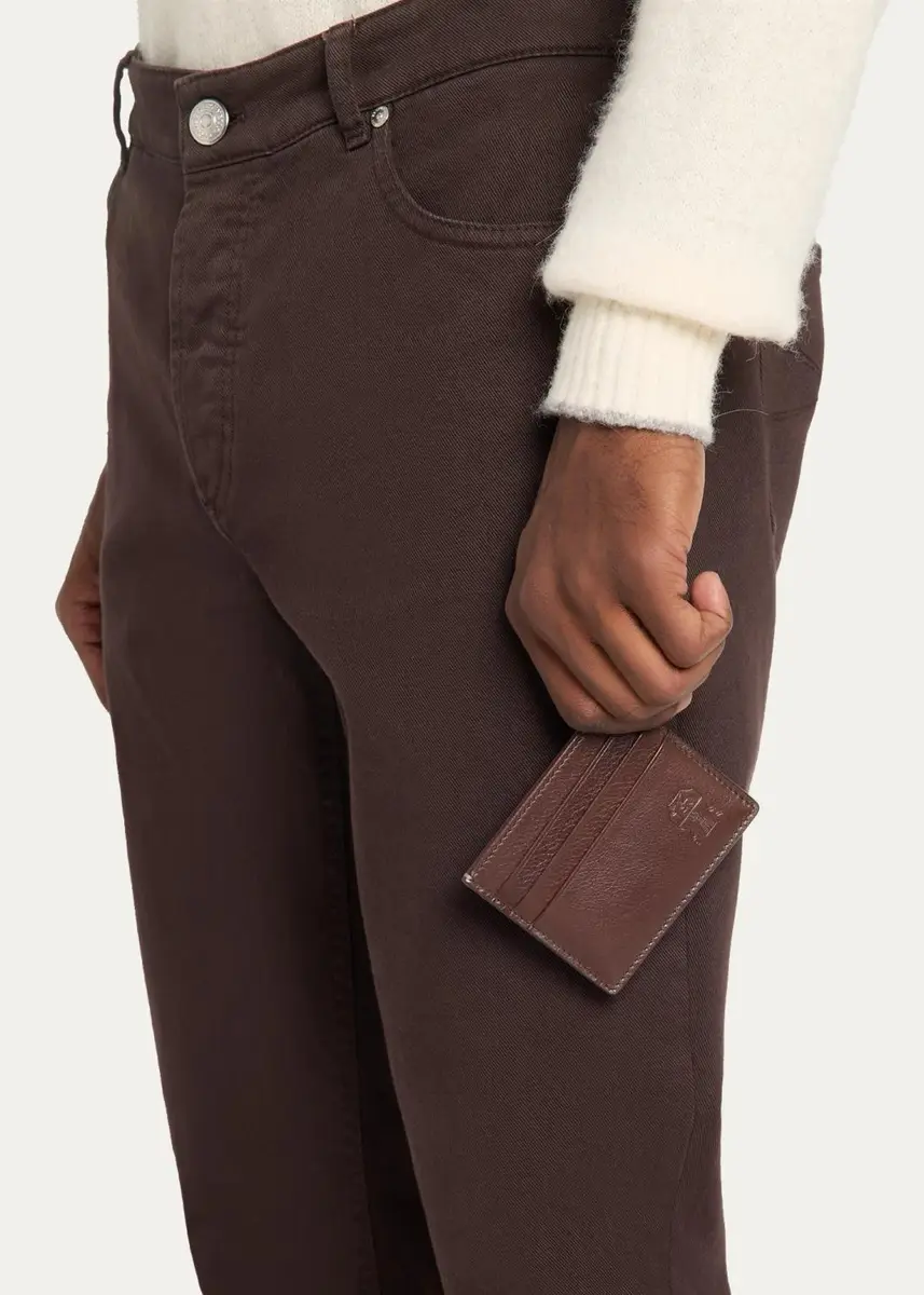 Brunello Cucinelli Men's Grained Leather Card Holder | Thumbnail 2