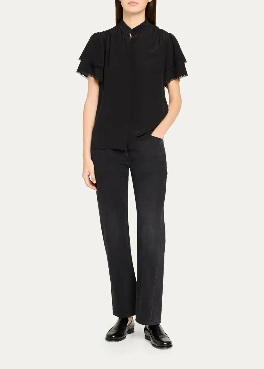 Frame Arcadia Silk Short-Sleeve Top | Thumbnail 2