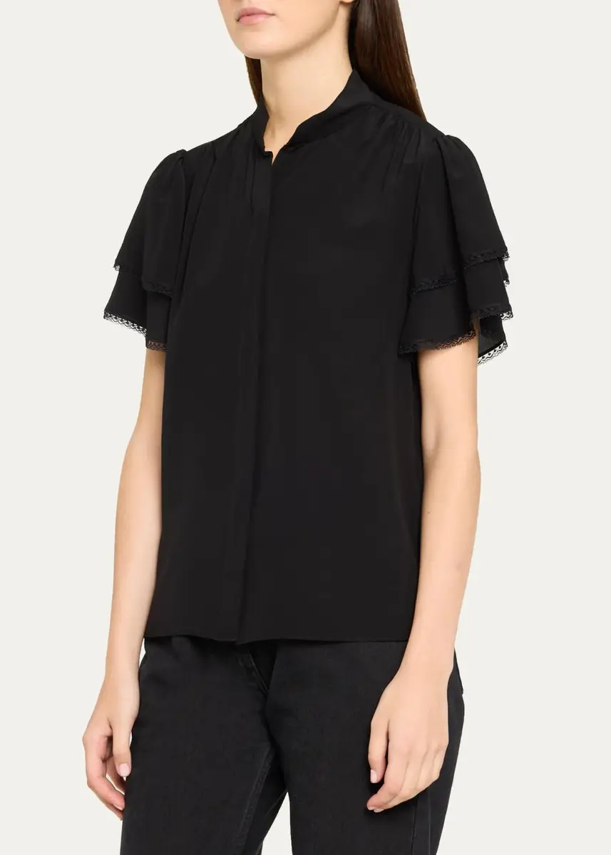 Frame Arcadia Silk Short-Sleeve Top | Thumbnail 4
