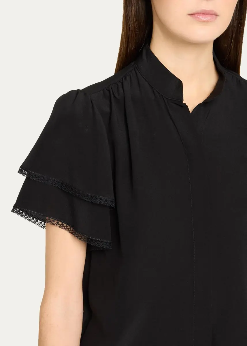 Frame Arcadia Silk Short-Sleeve Top | Thumbnail 5