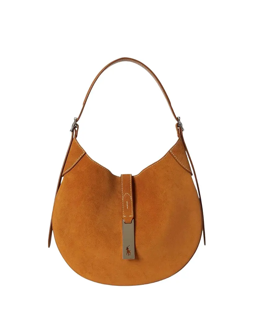 Polo Ralph Lauren Polo ID Small Suede Shoulder Bag | Image 1 Polo Ralph Lauren Polo ID Small Suede Shoulder Bag | Image 1