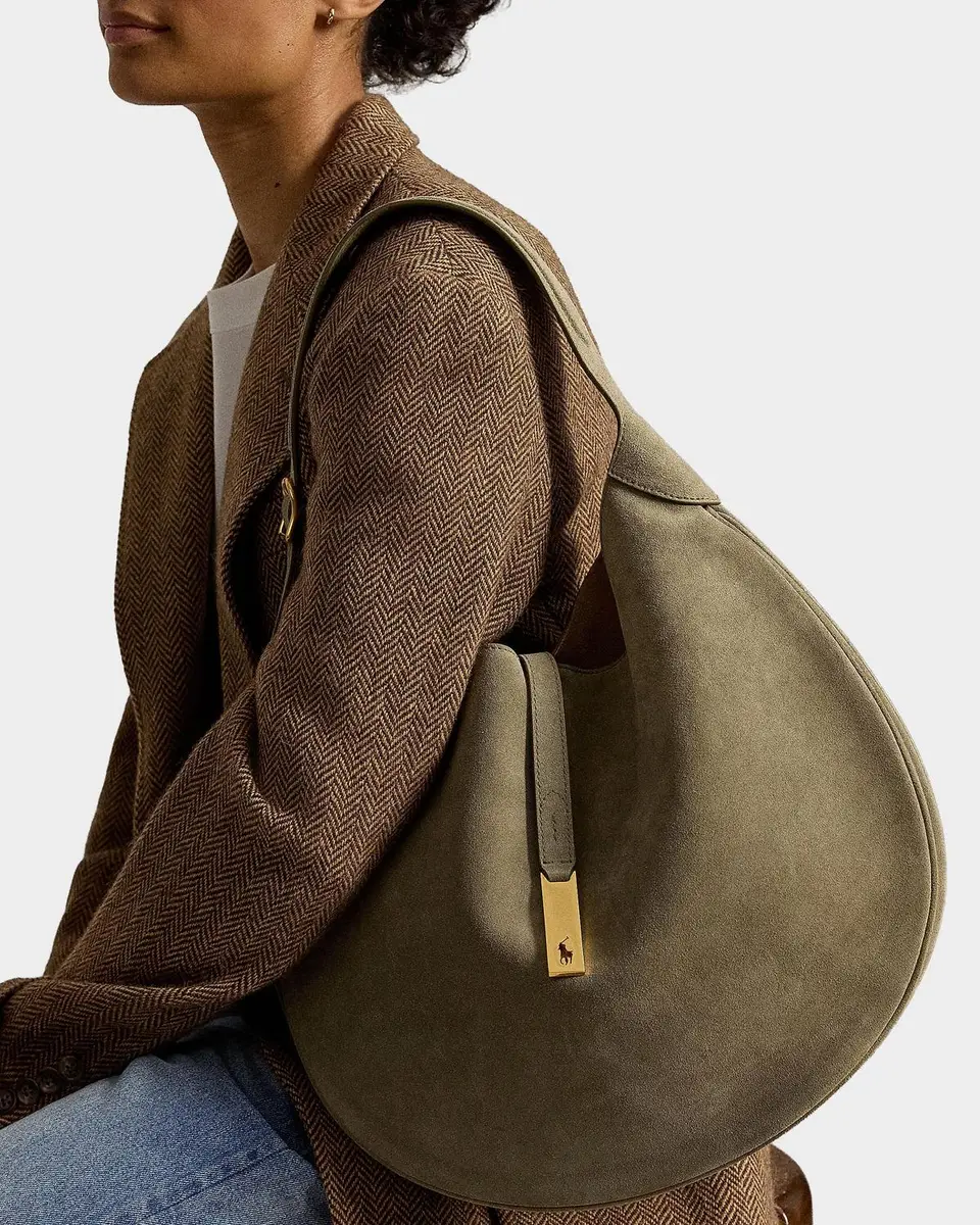 Polo Ralph Lauren Polo ID Large Suede Shoulder Bag | Thumbnail 2 Polo Ralph Lauren Polo ID Large Suede Shoulder Bag | Thumbnail 2