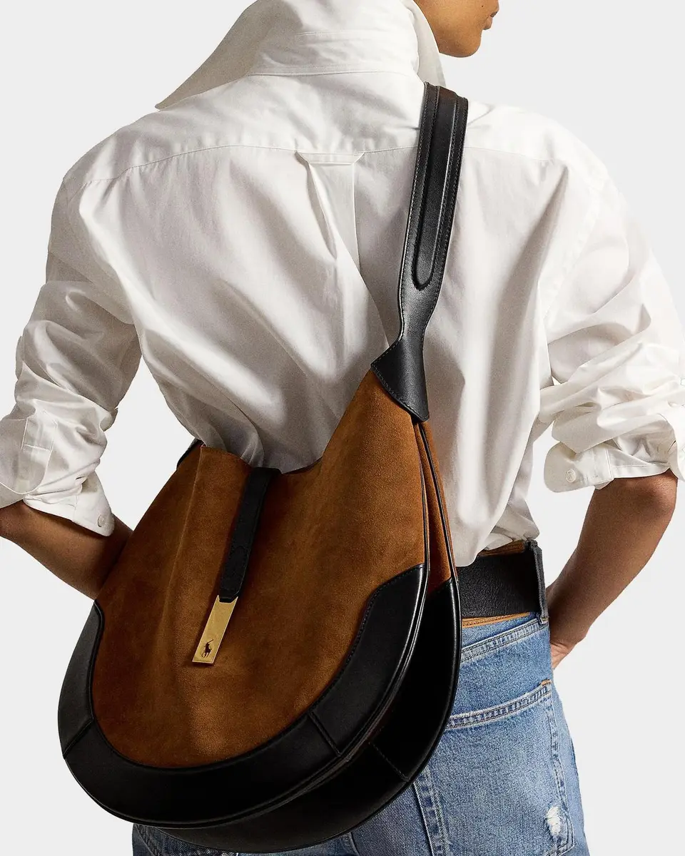 Polo Ralph Lauren Polo ID Large Suede Shoulder Bag | Thumbnail 5 Polo Ralph Lauren Polo ID Large Suede Shoulder Bag | Thumbnail 5