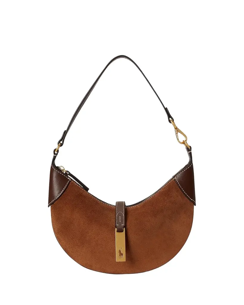 Polo Ralph Lauren Polo ID Mini Suede Shoulder Bag | Image 1 Polo Ralph Lauren Polo ID Mini Suede Shoulder Bag | Image 1
