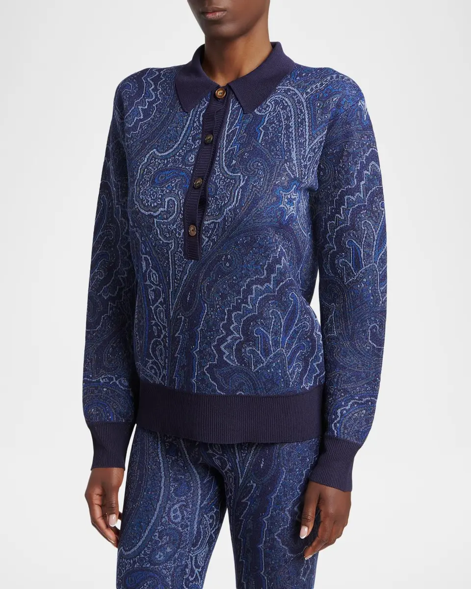Etro Paisley Wool-Cashmere Polo Sweater | Thumbnail 4 Etro Paisley Wool-Cashmere Polo Sweater | Thumbnail 4