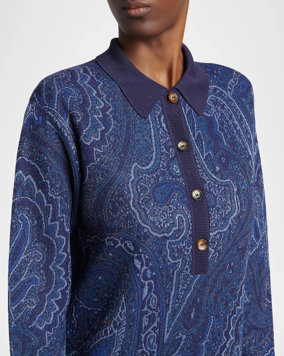 Etro Paisley Wool-Cashmere Polo Sweater | Thumbnail 5 Etro Paisley Wool-Cashmere Polo Sweater | Thumbnail 5