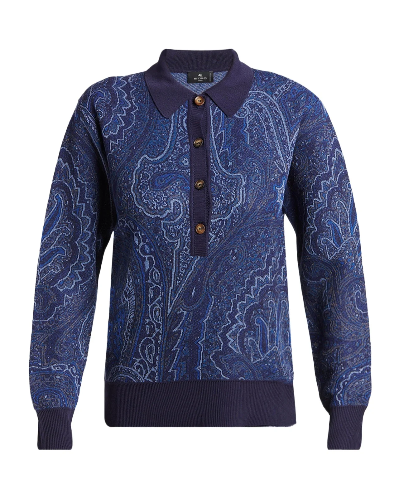 Paisley Wool-Cashmere Polo Sweater Paisley Wool-Cashmere Polo Sweater