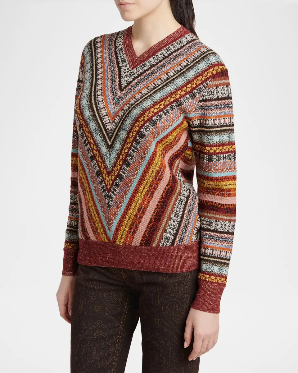 Etro Fair-Isle Wool-Blend Crewneck Sweater | Thumbnail 4 Etro Fair-Isle Wool-Blend Crewneck Sweater | Thumbnail 4