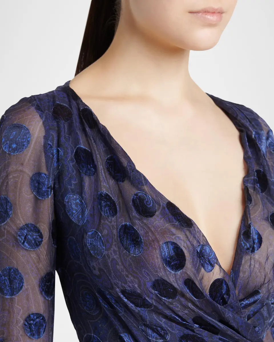 Etro Silk Semi-Sheer Polka Dot Long Dress | Thumbnail 5 Etro Silk Semi-Sheer Polka Dot Long Dress | Thumbnail 5