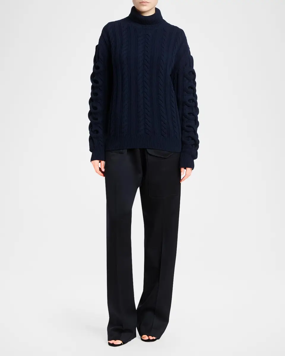 Etro Loop-Sleeve Cable Knit Turtleneck Sweater | Thumbnail 2 Etro Loop-Sleeve Cable Knit Turtleneck Sweater | Thumbnail 2
