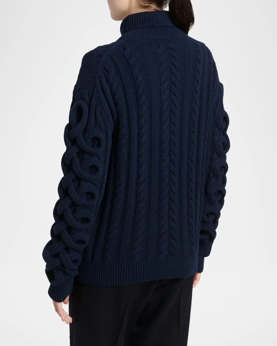 Etro Loop-Sleeve Cable Knit Turtleneck Sweater | Thumbnail 3 Etro Loop-Sleeve Cable Knit Turtleneck Sweater | Thumbnail 3