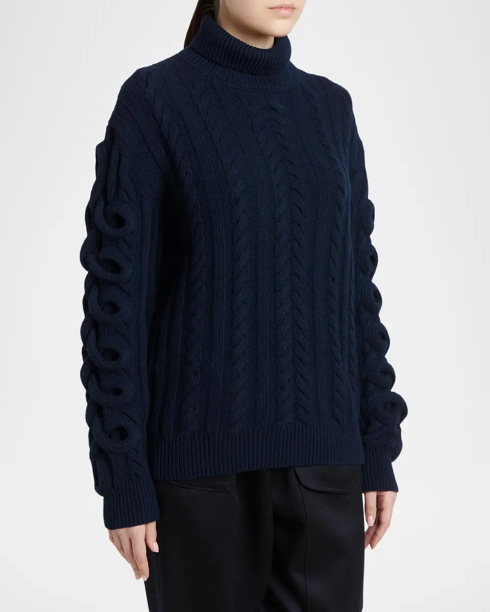 Etro Loop-Sleeve Cable Knit Turtleneck Sweater | Thumbnail 4 Etro Loop-Sleeve Cable Knit Turtleneck Sweater | Thumbnail 4
