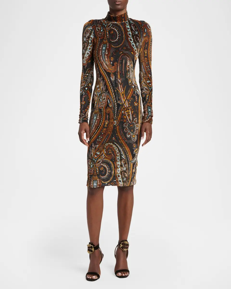 Etro Paisley Mock-Neck Knee-Length Dress | Thumbnail 2 Etro Paisley Mock-Neck Knee-Length Dress | Thumbnail 2