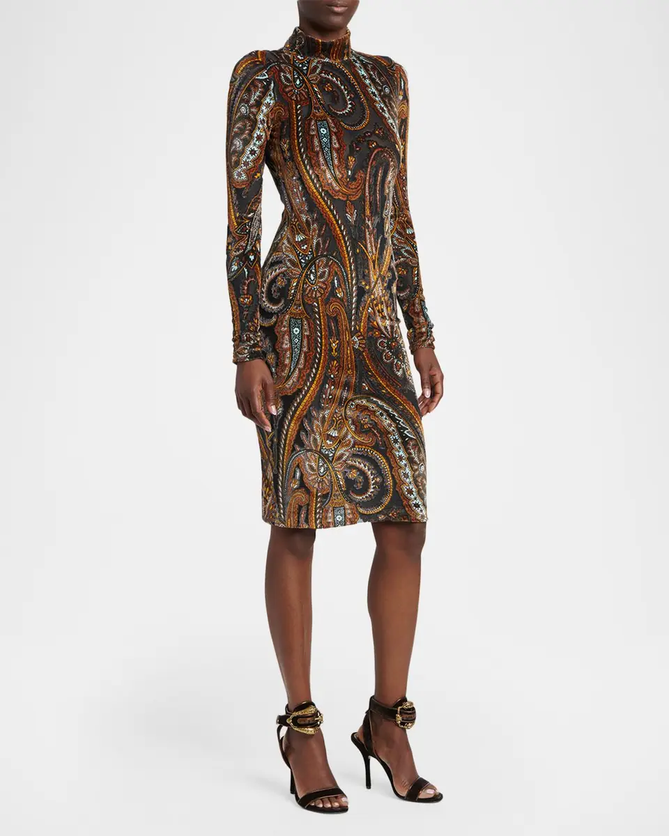 Etro Paisley Mock-Neck Knee-Length Dress | Thumbnail 4 Etro Paisley Mock-Neck Knee-Length Dress | Thumbnail 4