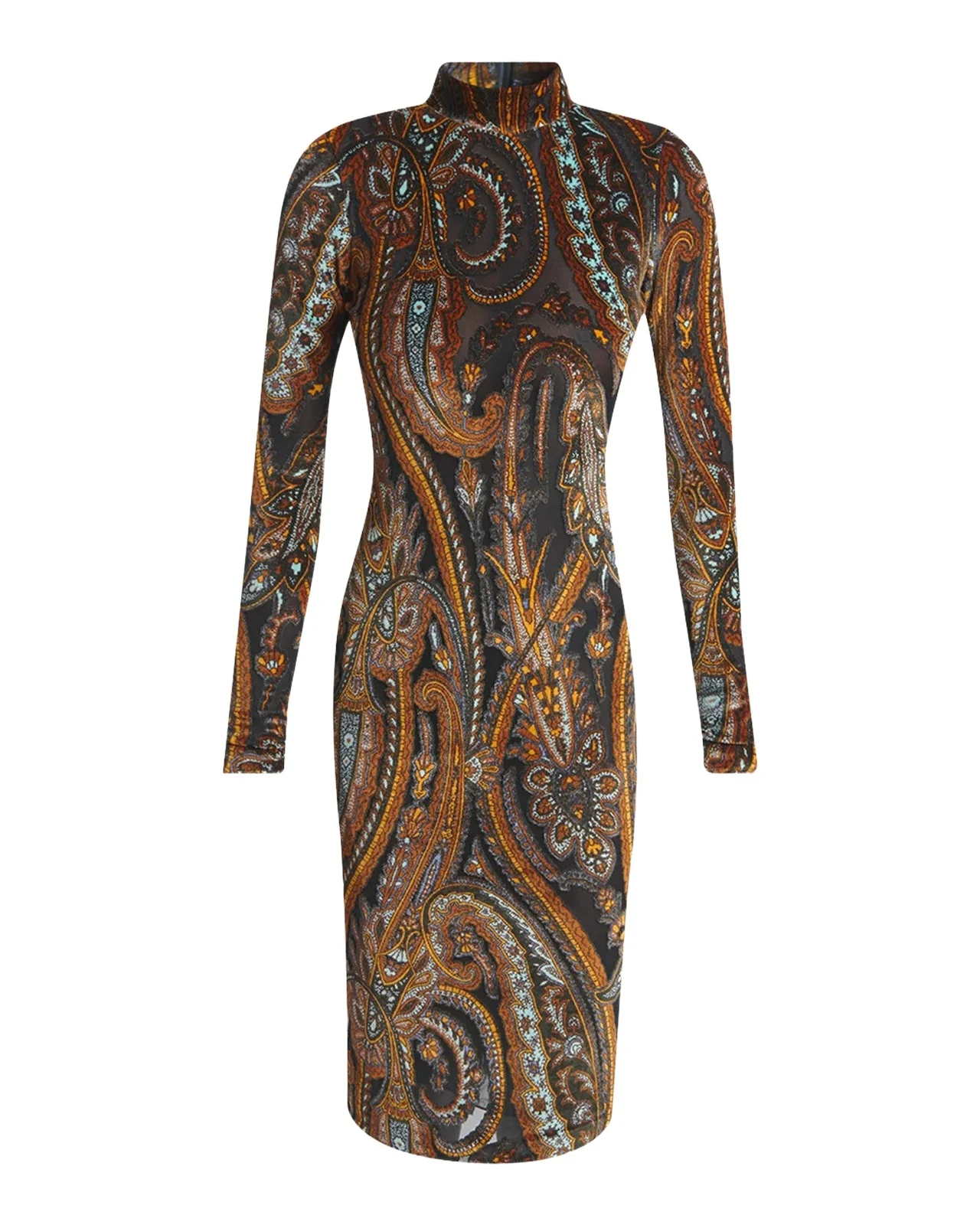 Etro Paisley Mock-Neck Knee-Length Dress