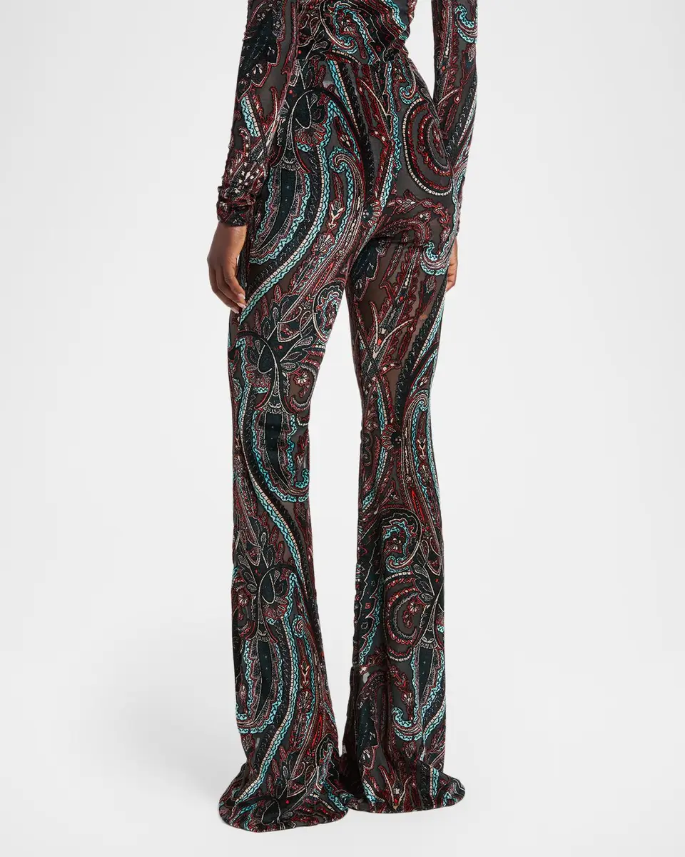 Etro Paisley Velvet Burnout Flare Pants | Thumbnail 3 Etro Paisley Velvet Burnout Flare Pants | Thumbnail 3