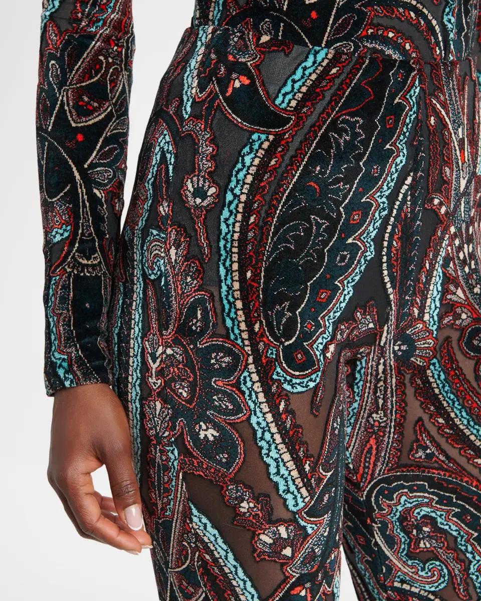 Etro Paisley Velvet Burnout Flare Pants | Thumbnail 5 Etro Paisley Velvet Burnout Flare Pants | Thumbnail 5