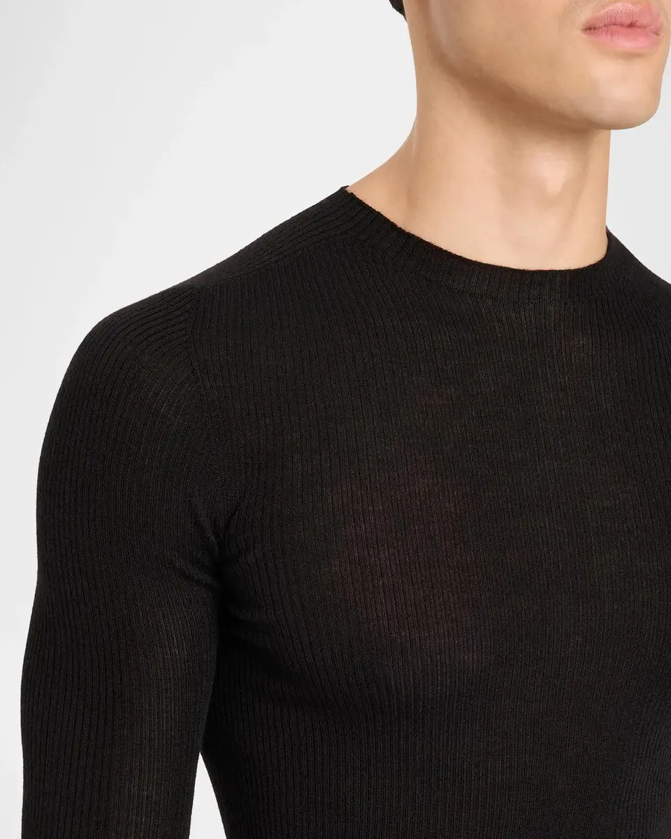 Rick Owens Men's Wool Rib Crewneck Sweater | Thumbnail 5 Rick Owens Men's Wool Rib Crewneck Sweater | Thumbnail 5