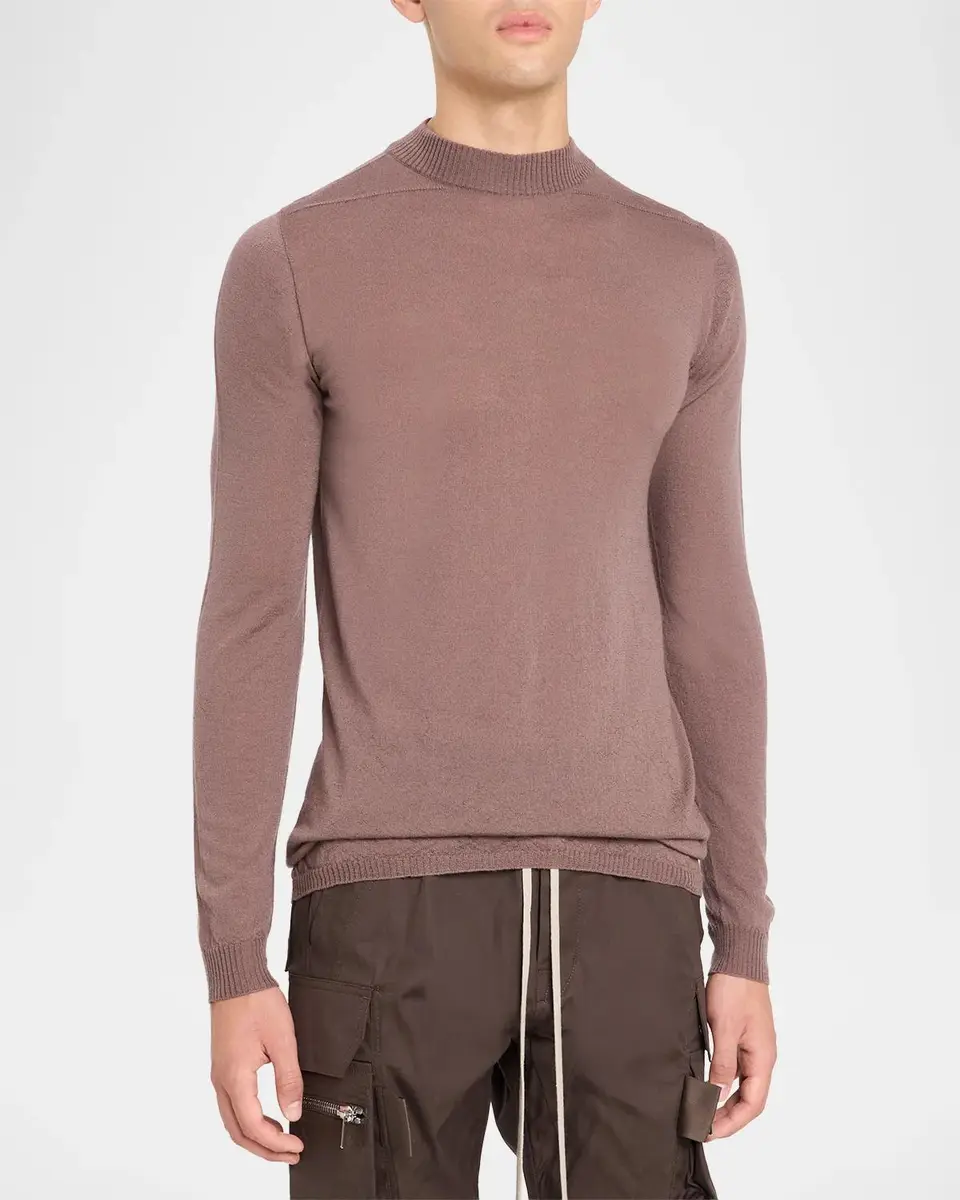 Rick Owens Men's Merino Wool Crewneck Sweater | Thumbnail 4 Rick Owens Men's Merino Wool Crewneck Sweater | Thumbnail 4