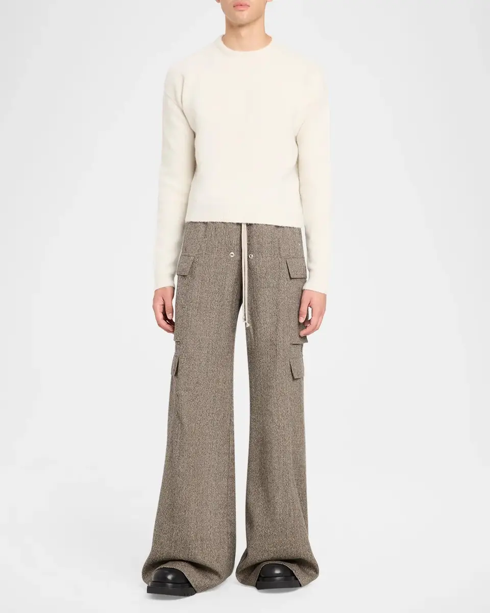 Rick Owens Men's Wool-Blend Cropped Crewneck Sweater | Thumbnail 2