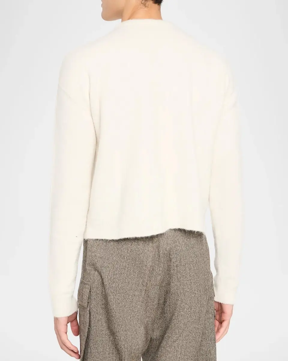 Rick Owens Men's Wool-Blend Cropped Crewneck Sweater | Thumbnail 3