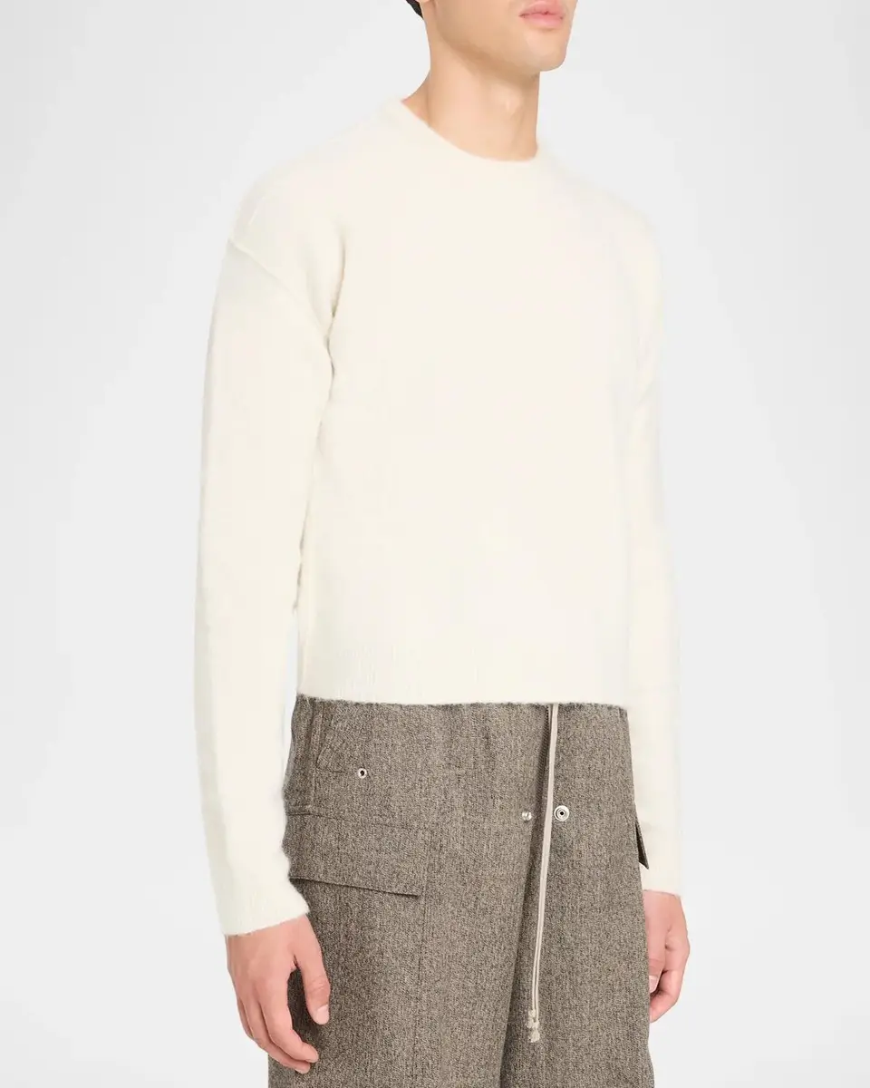 Rick Owens Men's Wool-Blend Cropped Crewneck Sweater | Thumbnail 4