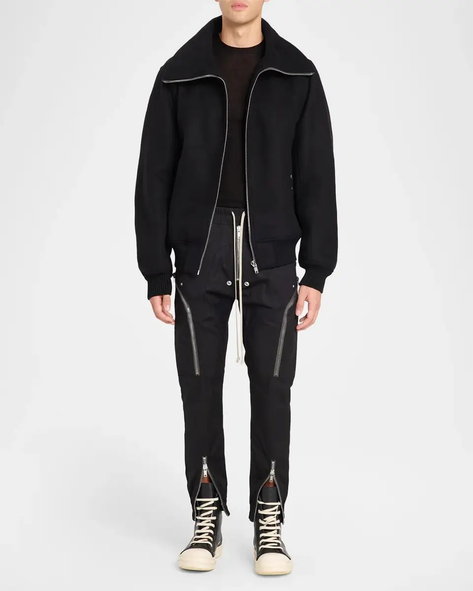 Rick Owens Men's Wool Melton Bomber Jacket | Thumbnail 2 Rick Owens Men's Wool Melton Bomber Jacket | Thumbnail 2